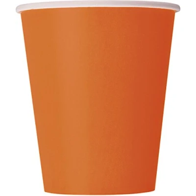 Image of Pumpkin Orange Solid Paper Cups (9oz) 8 Count Vibrant, Eco Friendly Disposable Drinkware for Parties and Events