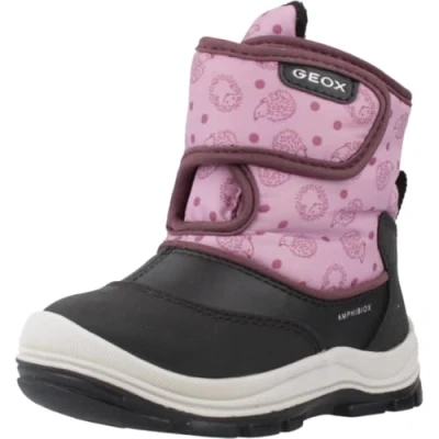 Image of Geox Baby Flannel Girl B ABX Ankle Boot, Black Fuchsia, 4.5 UK Child