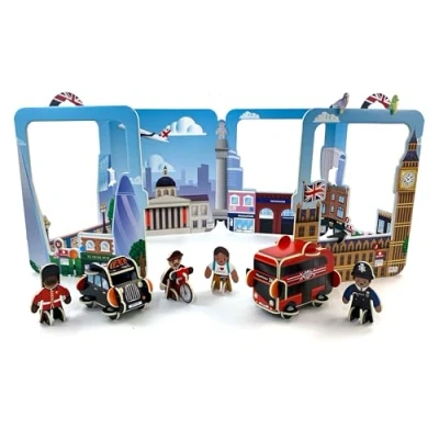 Image of PLAYPRESS TLondon Landmarks Pop out Playset Eco Friendly Building Toys Easy Storage Construction for Ages 7+