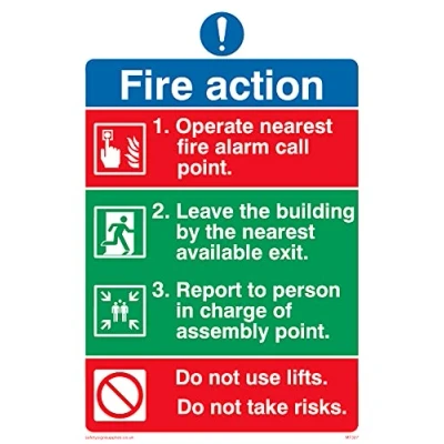 Image of Pack of five Pictorial Fire Action Sign 100x150mm A6P