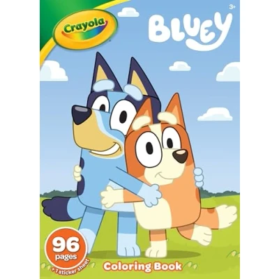 Image of CRAYOLA Colouring Book Bluey 96 Pages of Fun Sticker Sheet Included Ideal for Kids Aged 3+