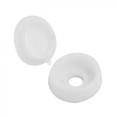 Image of 3 X SCREW CAP CUP WASHER HINGED COVER WHITE FOR No. 6 &amp; 8 SCREWS (pack 100)
