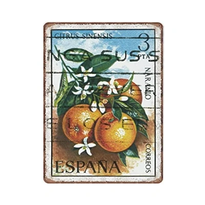 Image of DAIERCY Spanish Art Botanical Tin Signs, Food And Fruit Funny Vintage Metal Sign Plaqu Poster Wall Pub Bar Kitchen Garden Bathroom Home Decor, 30x40 cm