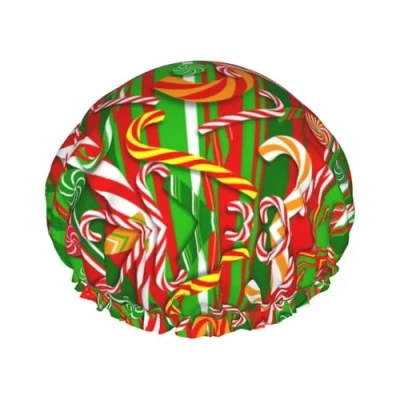 Image of Merry Christmas. Shower Cap For Women, Reusable Cap, Waterproof Bath Women Long Hair