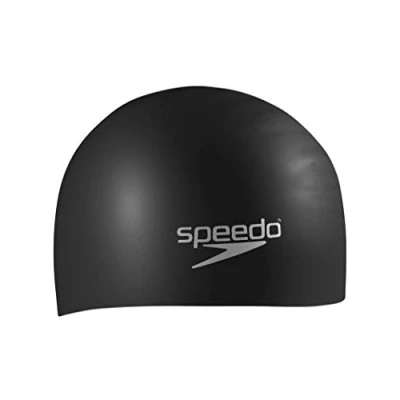 Image of Speedo Unisex Silicone Long Hair Swim Cap Black One Size, Black, Size UK