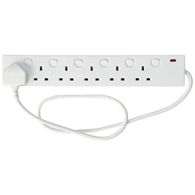 Image of Pro Elec 6 Way Individually Switched Extension Lead, 1m