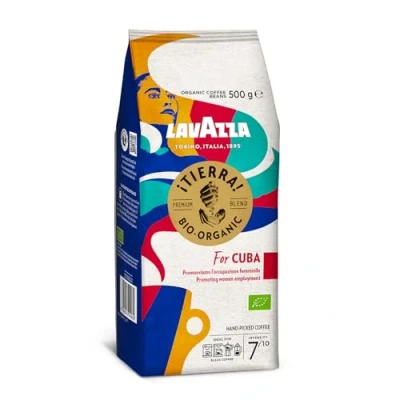 Image of Lavazza, iTierra! for Cuba, Organic Coffee Beans, Ideal Espresso Machines, with Aromatic Notes of Chocolate and Dried Fruits, Arabica Robusta, Intensity 7/10, Medium Roasting, 500 g