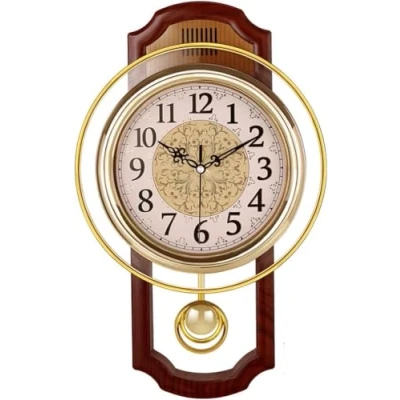 Image of Huianpen European Wall clock,Mute silent quiet Creative Living room Bedroom Retro Swing Quartz clock C 43 * 27cm