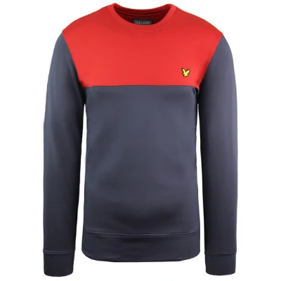 Image of Lyle &amp; Scott The Sweatshirt Long Sleeve Red Navy Mens Jumper ML1274SP Z260