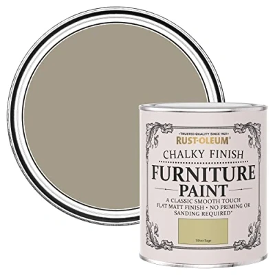 Image of Rust Oleum Beige Upcycled Furniture Paint in Chalky Finish Silver Sage 750ml