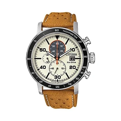 Image of Citizen Men&#039;s Eco Drive B612 Solar Chronograph Watch with Leather Strap WTCH CA0641 16X