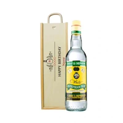 Image of Personalised Happy Birthday Wray &amp; Nephew White Overproof Rum Gift Set Gifts for Men, Her, Mens Set, Alcohol Sets