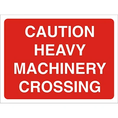 Image of Seco Caution Heavy Machinery Crossing Sign, 600mm x 450mm 4mm Fluted Board