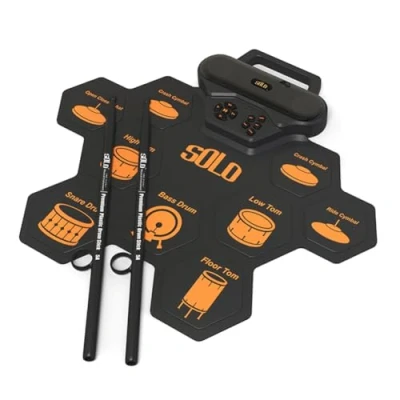 Image of Roll Up Drum Kit Machine Electric Drum, Pad with 2 Pedals and Sticks, Holiday for Adults