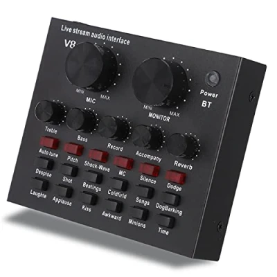 Image of Live Sound Card,V8 Second Generation Bluetooth Computer Broadcast Voice Changing Card 112 Kinds of Electro Acoustic,18 Effects,6 Effect Modes,7 Connection Methods