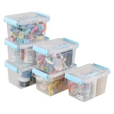 Image of Jandson 3.5 L Clear Small Storage Box, 6 Pack Plastic Latching Container Boxes
