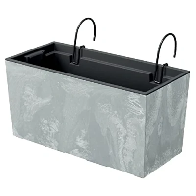 Image of Prosperplast Pot urbi case Beton Effect w, Dimensions (mm) 395x185x195, Concrete Color, Pequeño