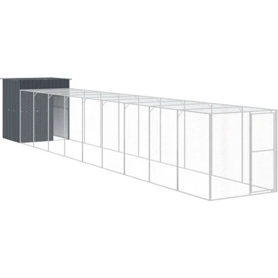 Image of vidaXL Chicken Cage with Run Anthracite 165x1067x181 cm Galvanised Steel