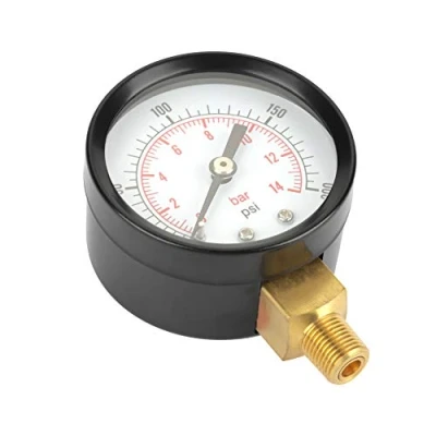 Image of Pressure Gauge Meter, 0 200psi / 14bar Dual Scale Metal Manometer Water Air Oil Dial Meter NPT 1/8&quot; Thread Connection