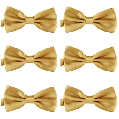 Image of DonDon Set of 6 Men’s bow tie 4.72 x 2.36 12 cm already tied and completely adjustable Gold Brass
