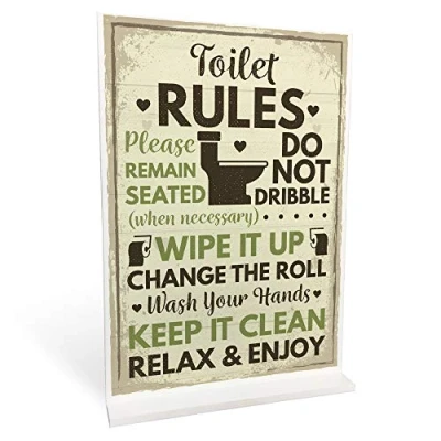 Image of RED OCEAN Toilet Sign Shabby Chic Standing Plaque For Bathroom Loo Funny Home Decor