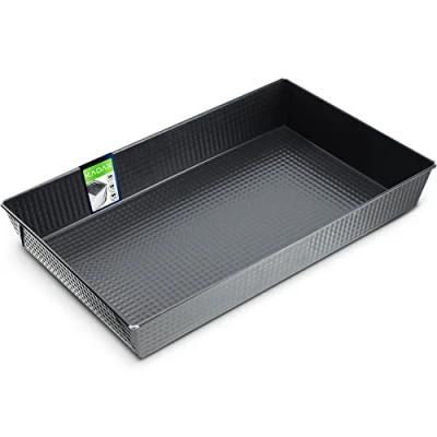 Image of KADAX Baking Tray, Non Stick Pan with High Edges, Rectangular Tin Coating, Metal Tray for Cakes, Biscuits, Lasagne (40 x 25.5 cm, Black)