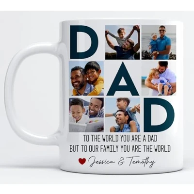 Image of EKAM Personalised Dad Coffee Mug 11oz Cup Add Your Photos and Text Present for Gift Father&#039;s Day Daddy Grandad Grandpa Tea (Design 01)