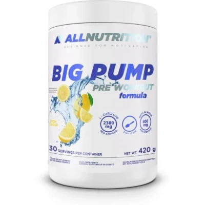 Image of ALLNUTRITION Big Pump Pre Workout Performance Boost Food Supplement L Citrulline, Arginine, Taurine, Beta Alanine Mix No Stimulants Instant Powder 420g Lemon