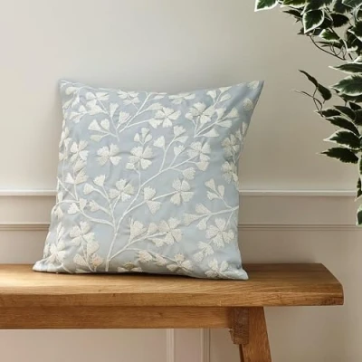 Image of Catherine Lansfield Brooke Floral 45x45 cm Cushion Duck egg Blue