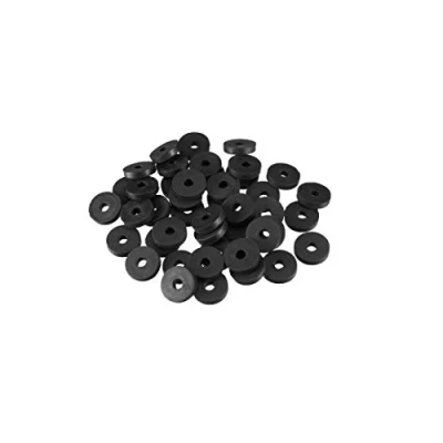 Image of Sourcingmap Rubber Flat Washers 13.8mm OD 4mm ID 3mm Thickness for Faucet Pipe Water Hose, Pack of 50
