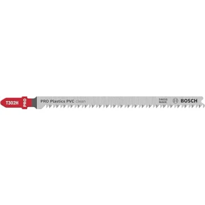 Image of Bosch 5x Jigsaw Blade T 302 H Clean for PVC (for Polyvinyl chloride, Polyamide, Polystyrene, Plexiglass, Professional Accessories Jigsaw)