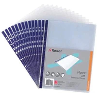 Image of Rexel 12233 A4 Nyrex Reinforced Top Opening Pockets 25pcs