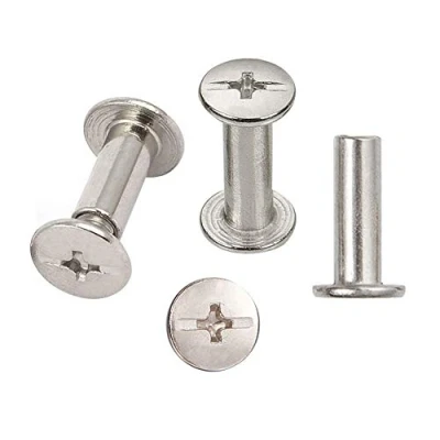 Image of INCREWAY 30 Sets Binding Chicago Screws, 5mm x 15mm Nickel Plated Screw Binder Post, Silver Tone