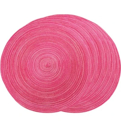 Image of SCF2017 38CM Round Woven Cotton Yarn Placemats Heat Resistant Table Mats Set of 6,Pink