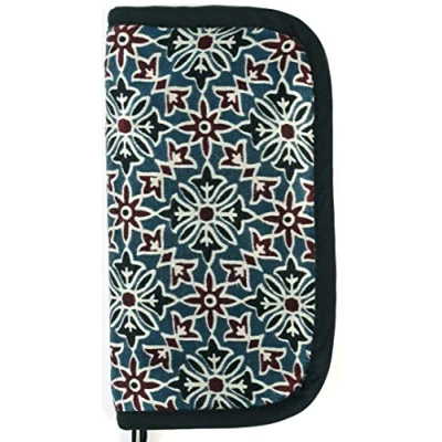 Image of Lantern Moon Knitting Accessories Case Cotton Zipped Tool Bag Storage for Equipment, Crochet Hooks, Cables, Notions 19 x 10.5 3cm
