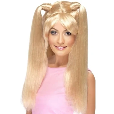 Image of Smiffys Baby Power Wig, Blonde with Pony Tails, 1990&#039;s Fancy Dress, Adult Dress Up Wigs