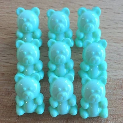 Image of Always Knitting &amp; Sewing 10 x Tiny Teddy Bear Buttons, 15mm 10mm, Shank on Back, Choice of 6 Colours (Mint (36))