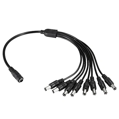 Image of Xwell DC Power Splitter Cable 1 Female to 8 Male Wire Y Adppter 5.1mm X 2.1mm for CCTV Security Cameras and LED Strip Lights