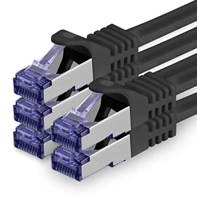 Image of Cat.7 Lan Ethernet cable 1m Black Cat7 Network 10GBASE T 10000 Mbps SFTP PIMF patchcable RJ45 plug