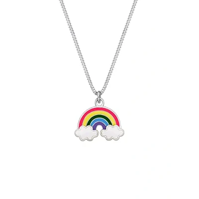 Image of Elli Necklace Children&#039;s rainbow cloud pendant with enamel colourful in 925 sterling silver