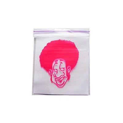 Image of 100 Resealable Baggies Red Afro Man Design 4cm x