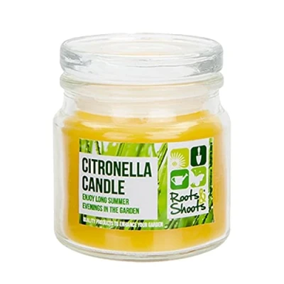 Image of Citronella Candle in Glass Jar 1 Piece Yellow 18 Hours Burn Time