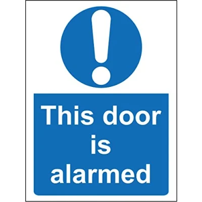 Image of This door is alarmed safety sign 1.2mm Rigid plastic 200mm x 150mm