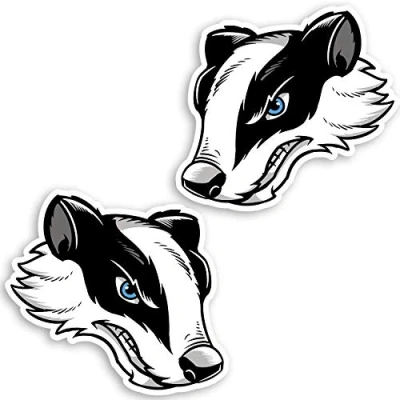 Image of 2 x 10cm Angry Badger Vinyl Stickers Wild Animal Sticker #29804