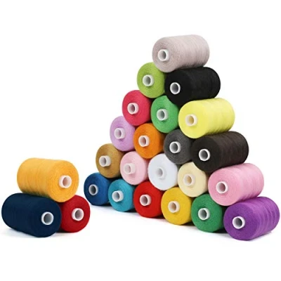 Image of Curtzy 24 Pack/1000 Yards Polyester Sewing Machine Thread Spools Set in Assorted Colours 6cm/ 2.36 Inch with 914m of Bobbin Spool Kit for Hand and Embroidery