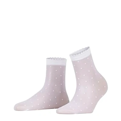 Image of FALKE Women&#039;s Dot 15 DEN W SO Sheer Patterned 1 Pair Socks, White (White 2209), 2.5 5