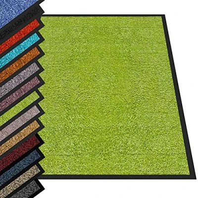 Image of etm Dirt Trapper Door Mat Entrance Rhine (Light Green, 90 x 300 cm) Indoor &amp; Outdoor Doormat, Washable Front Non Slip Backing Super Absorbent Floor Rug Barrier