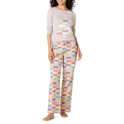 Image of Amazon Essentials Disney Marvel Star Wars Women&#039;s Flannel Pyjama Sleep Sets, Holiday Bricks Womens, M