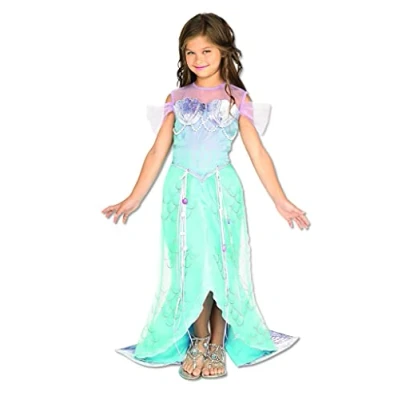 Image of Girls Deluxe Little Mermaid Princess Book Day Week Fancy Dress Costume Outfit (3 4 Years) Blue