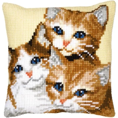 Image of Vervaco Kittens Cross Stitch Cushion, Multi Colour
